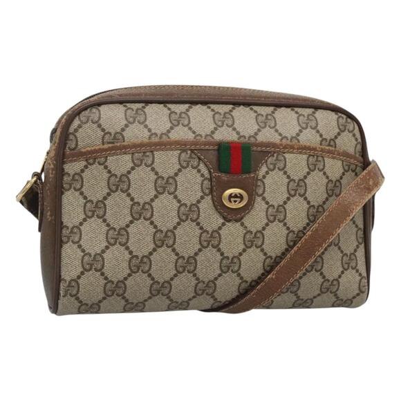 GUCCI GG Supreme Web Sherry Line Bag Pvc Beige Gold 116 02 089 - Picture 1 of 16